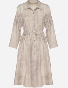 pretty Rochie Bej tip cămașă cu curea cu cataramă Evelmio