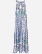 pretty Rochie bleumarin satinată cu flori cu legătură decorativă Fenasella