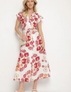 pretty Rochie Bordeaux din Vâscoză cu Croială tip Cămașă cu Curea cu Cataramă Nitasiela
