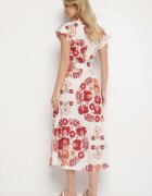 pretty Rochie Bordeaux din Vâscoză cu Croială tip Cămașă cu Curea cu Cataramă Nitasiela