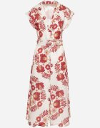 pretty Rochie Bordeaux din Vâscoză cu Croială tip Cămașă cu Curea cu Cataramă Nitasiela