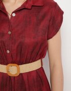 pretty Rochie Bordo Decorată cu curea împletită și nasturi Filianea