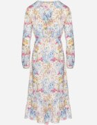 pretty Rochie cloș florală albastru deschis cu decolteu în V și talie elastică Janitra