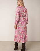 pretty Rochie Evazată Roz cu Imprimeu Floral cu Decolteu în V și Elastic în Talie Janitra