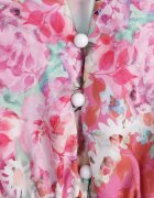 pretty Rochie Evazată Roz cu Imprimeu Floral cu Decolteu în V și Elastic în Talie Janitra