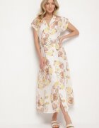 pretty Rochie Galbenă din viscoză cu croială tip cămașă cu curea cu cataramă Nitasiela