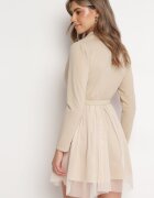 pretty Rochie Mini Petrecută Bej deschis cu Curea și Tul la Tiv Anaida