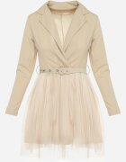 pretty Rochie Mini Petrecută Bej deschis cu Curea și Tul la Tiv Anaida