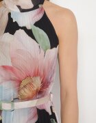 pretty Rochie Neagră cu Pliuri Legătură și Curea cu Cataramă Nitenna