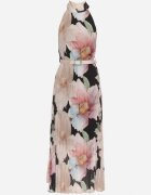 pretty Rochie Neagră cu Pliuri Legătură și Curea cu Cataramă Nitenna