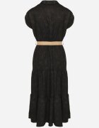 pretty Rochie Neagră Decorată cu centură împletită și nasturi Filianea