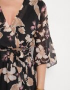 pretty Rochie neagră din bumbac petrecută cu croială asimetrică și cordon legat Niteira