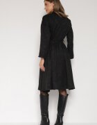 pretty Rochie Neagră tip cămașă cu curea cu cataramă Evelmio