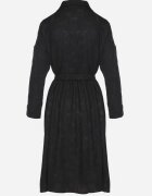 pretty Rochie Neagră tip cămașă cu curea cu cataramă Evelmio