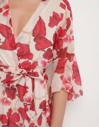 pretty Rochie Roșie de bumbac Petrecută cu Croială Asimetrică cu Centură de Legat Niteira