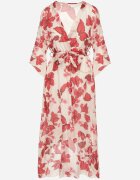 pretty Rochie Roșie de bumbac Petrecută cu Croială Asimetrică cu Centură de Legat Niteira