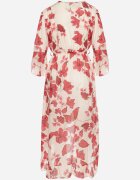 pretty Rochie Roșie de bumbac Petrecută cu Croială Asimetrică cu Centură de Legat Niteira