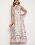 pretty Rochie roz deschis din satin cu flori cu legătură decorativă Fenasella