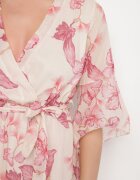 pretty Rochie Roz din Bumbac Petrecută cu Croială Asimetrică și Cordon Niteira