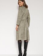 pretty Rochie Verde cu croială tip cămașă cu centură și cataramă Evelmio