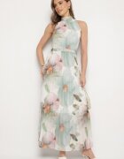 pretty Rochie Verde cu Pliuri cu Legătură și Curea cu Cataramă Nitenna