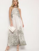 pretty Rochie Verde din Viscoză și Motiv Palmier cu Legătură Izomara