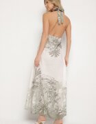 pretty Rochie Verde din Viscoză și Motiv Palmier cu Legătură Izomara