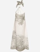 pretty Rochie Verde din Viscoză și Motiv Palmier cu Legătură Izomara
