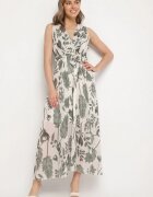 pretty Rochie Verde Petrecută cu Viscoză și Cordon Legat Nativire