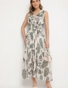 pretty Rochie Verde Petrecută cu Viscoză și Cordon Legat Nativire
