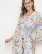 pretty Salopetă albastru deschis cu croială petrecută cu cordon legat și mâneci largi Tefonea