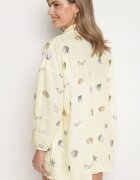 pretty Set Galben din Viscoză Cămașă și Pantaloni Scurți cu Motiv Marin Reivienne