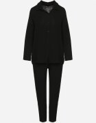 pretty Set Negru de Muselină din Bumbac Cămașă cu Mâneci Reglabile și Pantaloni Janilene