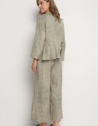 pretty Set Verde deschis Bluză cu bază evazată și Aplicație floare și Pantaloni largi Ravirisa