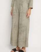 pretty Set Verde deschis Bluză cu bază evazată și Aplicație floare și Pantaloni largi Ravirisa