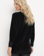  Pulover Negru cu Mâneci Largi Stil Liliac Mevinla
