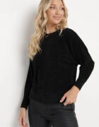  Pulover Negru cu Mâneci Largi Stil Liliac Mevinla