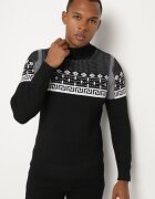  Pulover Negru Decorat cu Model Geometric și cu Riburi Liliatia