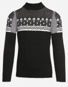 Pulover Negru Decorat cu Model Geometric și cu Riburi Liliatia