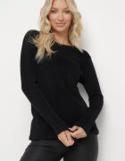  Pulover Negru din tricot pufos Valen