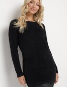  Pulover Negru din tricot pufos Valen