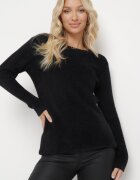  Pulover Negru din tricot pufos Valen