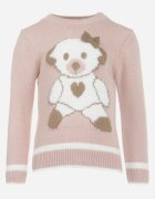  Pulover Roz închis cu Ursuleț Decorativ Pobli