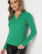  Pulover Verde Reiat cu viscoză modală și guler decorativ Adelwin