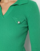  Pulover Verde Reiat cu viscoză modală și guler decorativ Adelwin