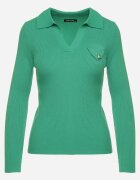  Pulover Verde Reiat cu viscoză modală și guler decorativ Adelwin