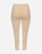 queene Pantaloni bej cu talie înaltă lungime 7/8 cu zirconii Aineth