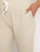 queene Pantaloni bej din Bumbac cu Talie Înaltă și Cordon Lirassia