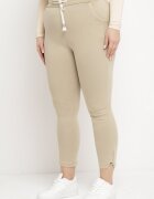 queene Pantaloni Bej Skinny cu șnur în talie și buzunare Irfana