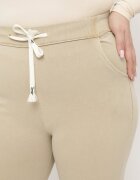 queene Pantaloni Bej Skinny cu șnur în talie și buzunare Irfana